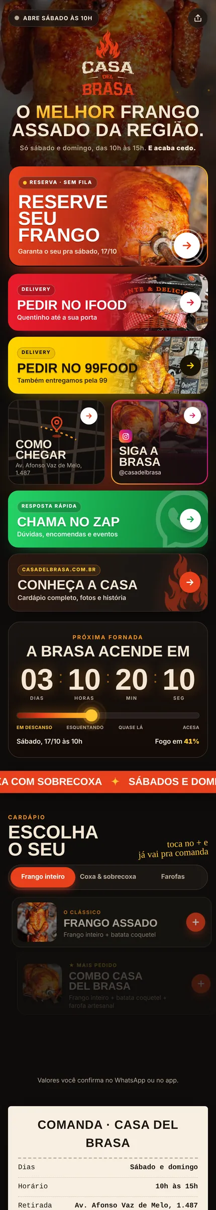 Página de links da Casa Del Brasa