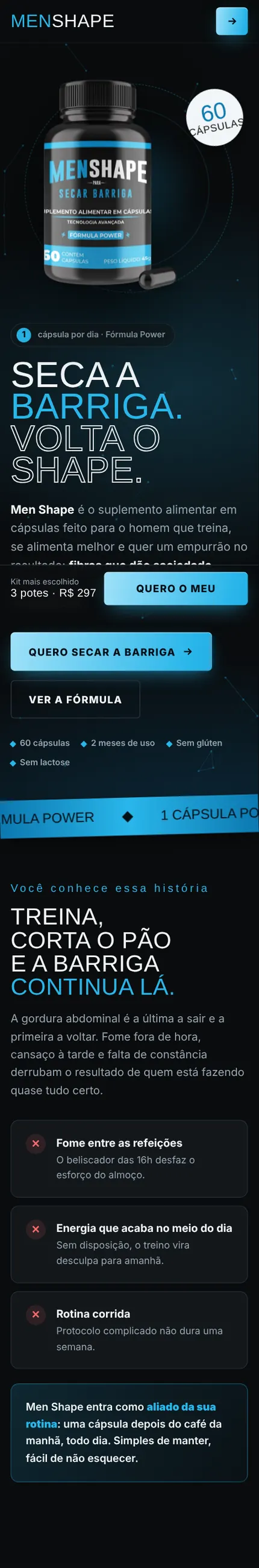 Página da Men Shape no celular